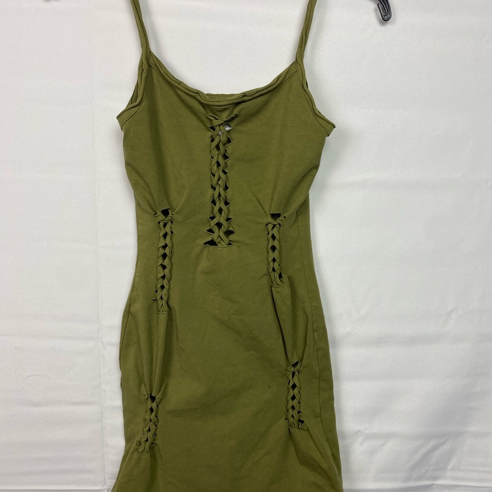 Urban Outfitters Olive Green Lace-Up Dress